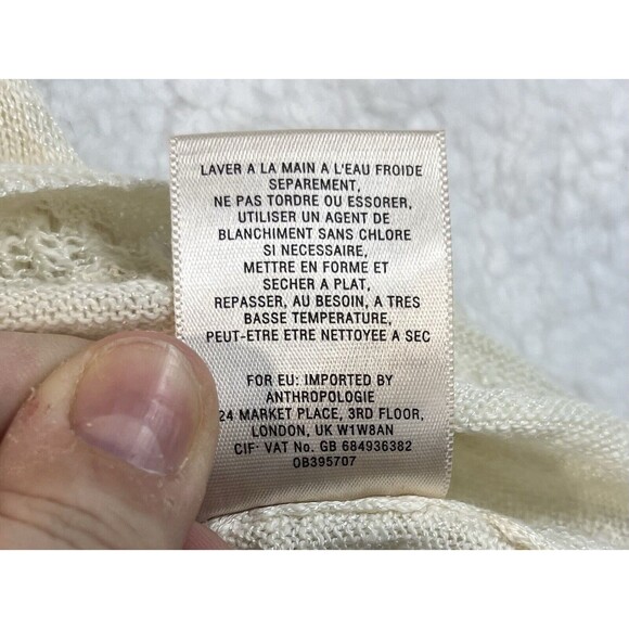Anthropologie Moth Sweater Womens M Ivory Cross Front Drape Boho Chic Knit Top - Picture 4 of 9